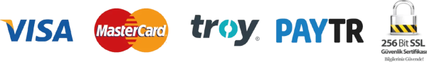 Ödeme Yöntemleri: Visa, MasterCard, Troy, PayTR, 256 Bit SSL